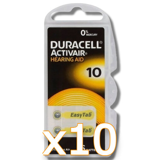 10x Duracell ActivAir 10 Bateria słuchowa 6szt