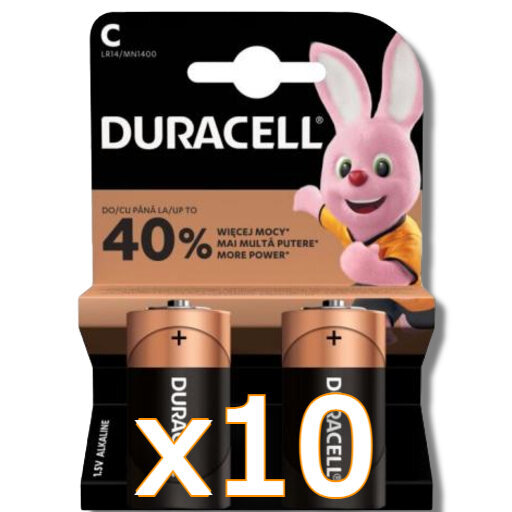 10x Duracell Baterie BASIC LR14 / MN1400, 2 sztuki