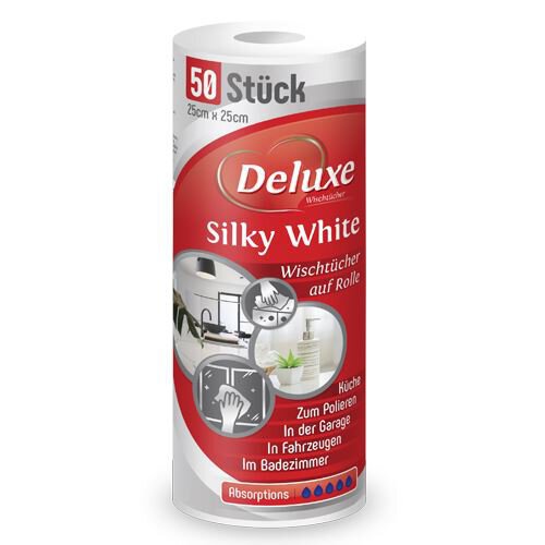 Deluxe Silky White Ścierka na rolce 50 sztuk ( 25x25cm )