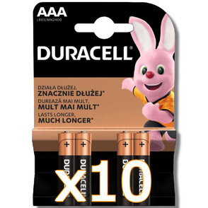 10x Duracell AAA LR03/MN2400 alkaliczne 4 szt