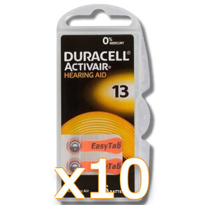 10x Duracell ActivAir 13 Baterie słuchowe 6szt