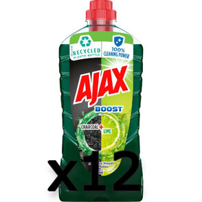 12x Płyn czyszczący Ajax Boost Węgiel i Limonka 1l