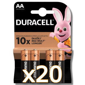 20x Duracell AA LR6/MN1500 alkaliczne 4 szt