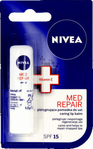 Pomadka pielęgnująca wpomagająca regenerację ust Nivea Med Repair Vitamina E 4,8 g