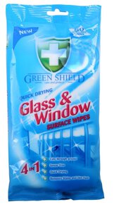GREEN SHIELD CHUSTECZKI NAWILŻANE DO CZYSZCZENIA SZYB GLASS & WINDOW - 50 SZT.