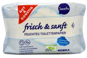 Gut&Gunstig nawilżany papier toaletowy Sensitiv 2x70szt