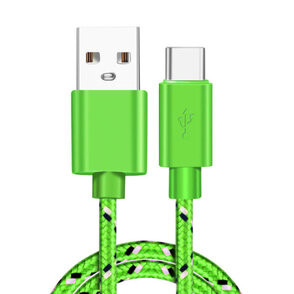 Kabel USB-micro USB 1m nylon płaski zielo S1641801