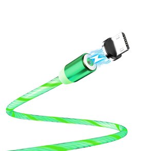 Kabel usb - MICRO USB Magnetyczny 1m zielony LED