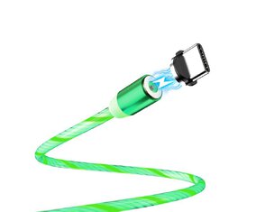 Kabel usb - USB C  Magnetyczny 1m zielony LED