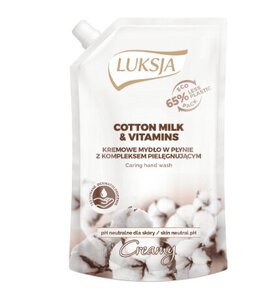 Luksja Creamy Cotton Milk & Vitamins Kremowe mydło w płynie, opakowanie uzupełniające 400 ml