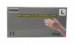 Rękawice jednorazowe, vinylowe, bezpudrowe JU-PITER L 100szt