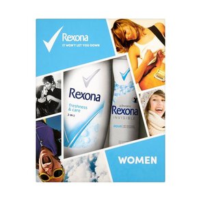 Rexona Woman Zestaw Dezodorant Invisible Shower 150 ml + Żel pod prysznic Freshness&Care 250 ml