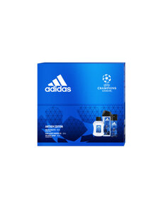 Zestaw prezentowy Adidas UEFA VII, żel pod prysznic 250 ml + woda toaletowa 100 ml + dezodorant w sprayu 150 ml