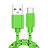 Kabel USB-micro USB 1m nylon płaski zielo S1641801